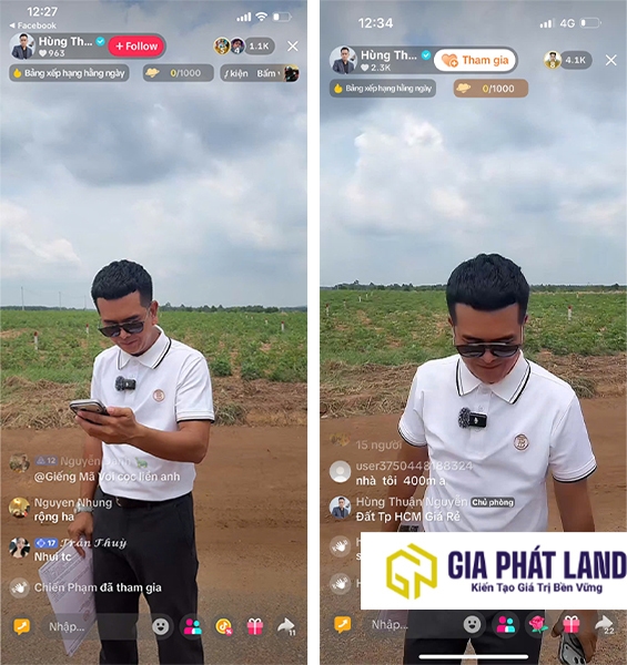 Buổi livestream trực tiếp Hùng Thuận giới thiệu đất nền Gia Phát Land