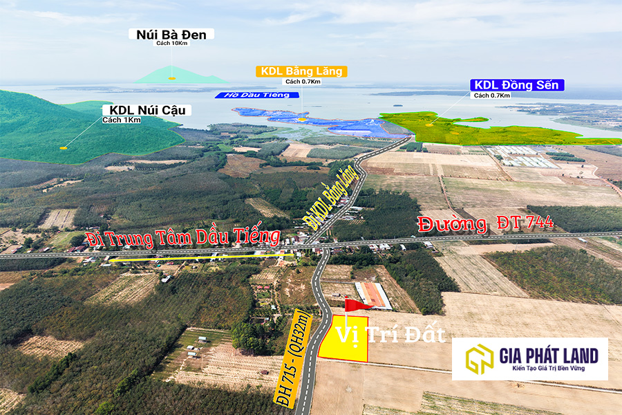 Mẫu đất vườn hồ Dầu Tiếng có địa thế tọa sơn hướng thủy cực đẹp.