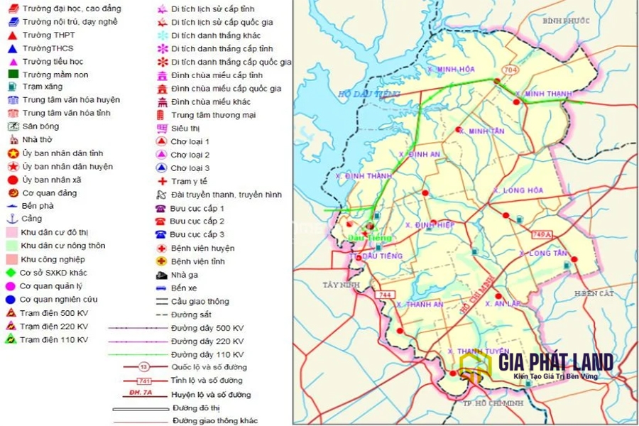 Bản đồ quy hoạch giao thông kết nối hồ Dầu Tiếng với TP.HCM.
