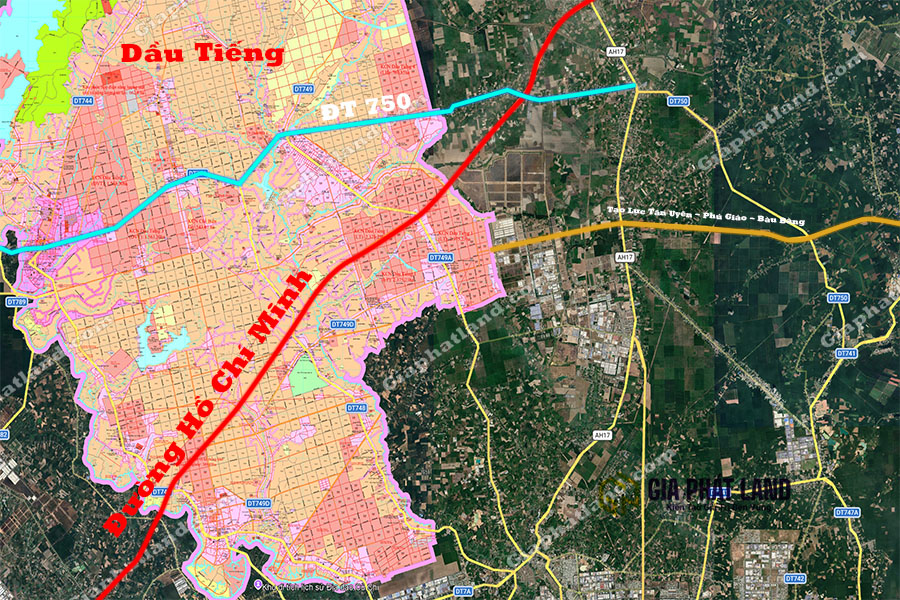 sơ đồ tuyến đường kết nối đất nền Dầu Tiếng