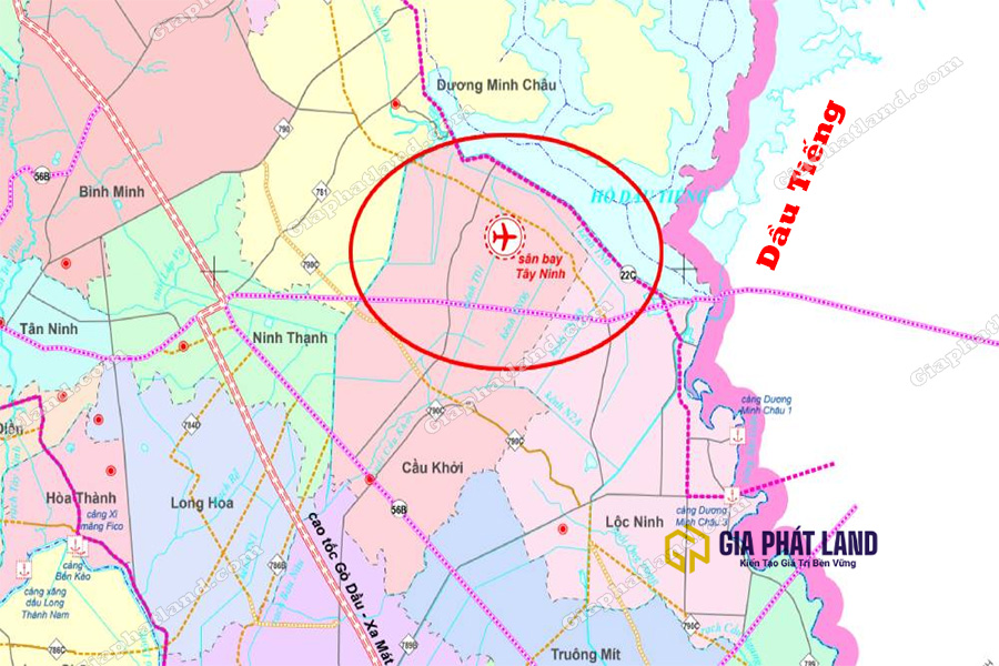 Quy hoạch vị trí sân bay Tây Ninh và các trục giao thông đến đất nền Dầu Tiếng