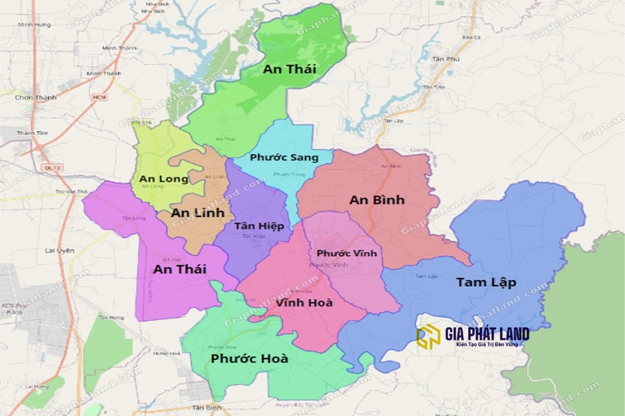 Bản đồ quy hoạch xã An Thái thuộc xã Phú Giáo Thành phố Hồ Chí Minh.